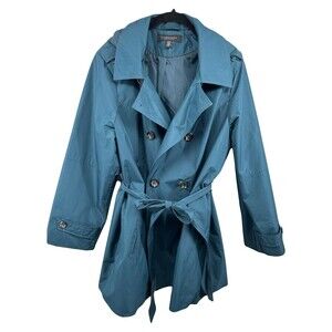 Liverpool Jeans Company Sz XL Blue Mystic Team Rain Jacket Coat Tie Button Up
